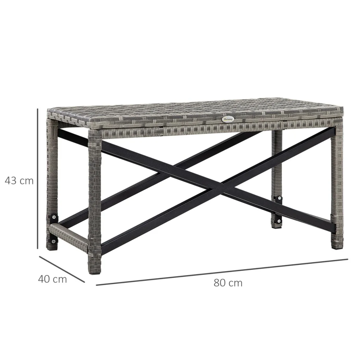 Donori Grey Rattan Outdoor Coffee Table - Rectangular X-Frame Woven Top – image 4