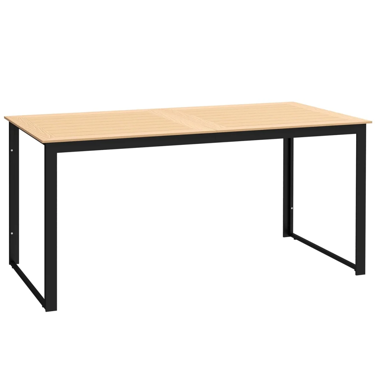 Haludo 160cm 6-Seater Teak-Effect Rectangular Outdoor Dining Table with Slatted Top – image 2