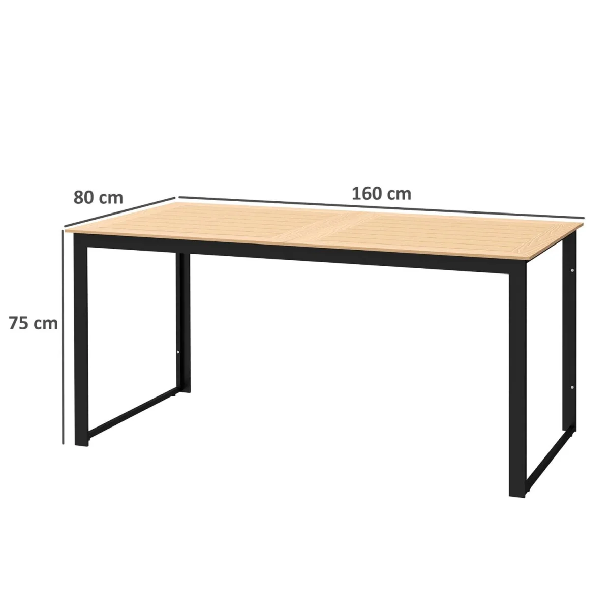 Haludo 160cm 6-Seater Teak-Effect Rectangular Outdoor Dining Table with Slatted Top – image 4