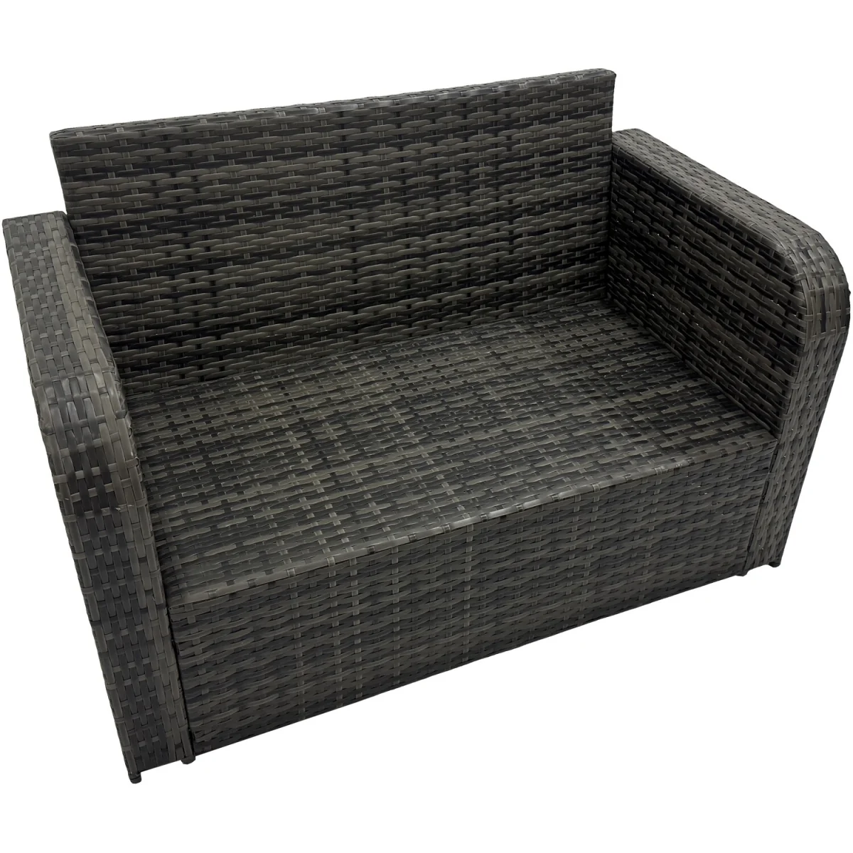 Fimous PE Rattan Garden Furniture Set - 6 Seats, Tempered Glass Coffee Table, Dark Grey Mixed. - Dark Grey Mixed rattan with dark grey fabric – image 4
