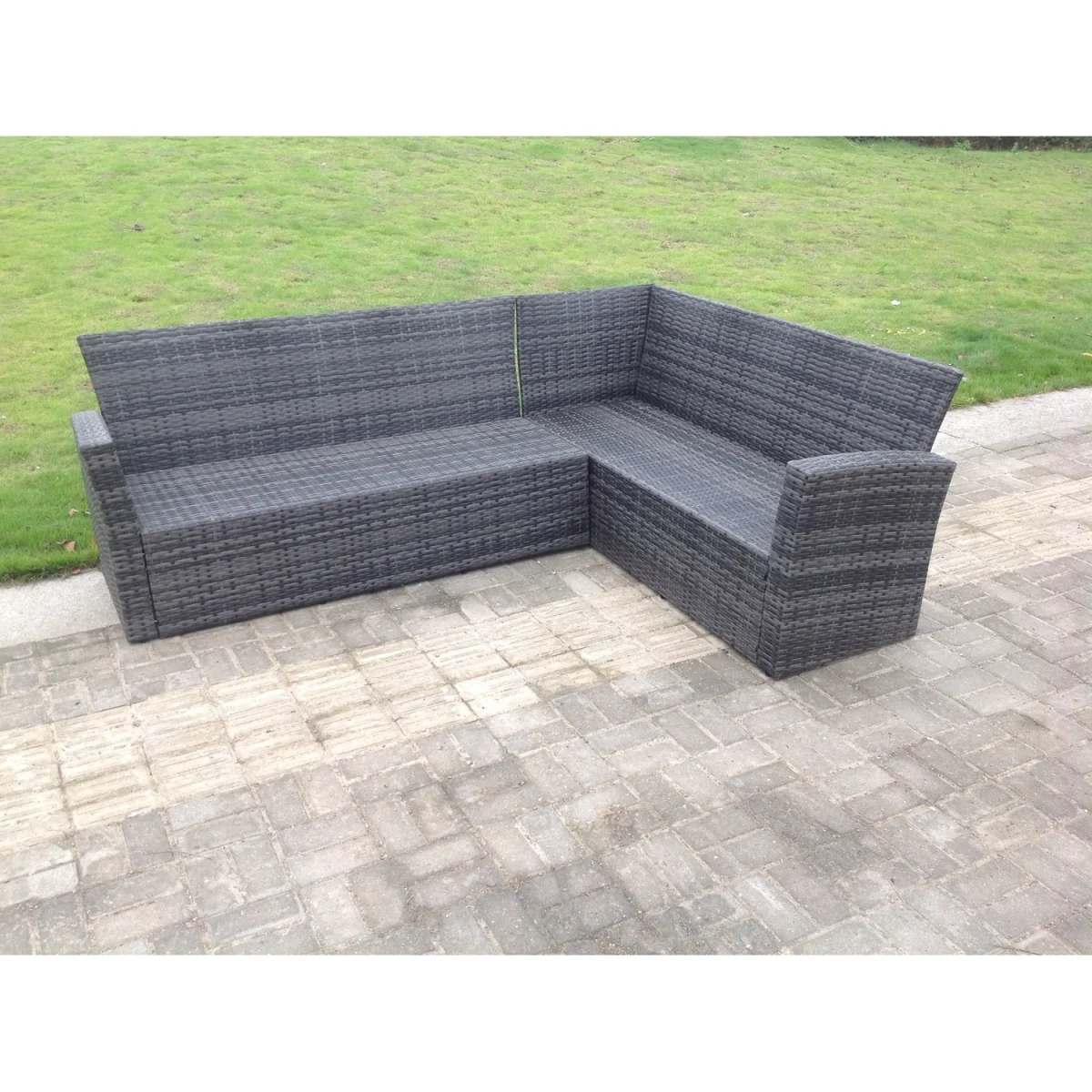 9 Seater Rattan Garden Furniture Set Oblong Coffee Table - Dark Grey Mixed – image 3