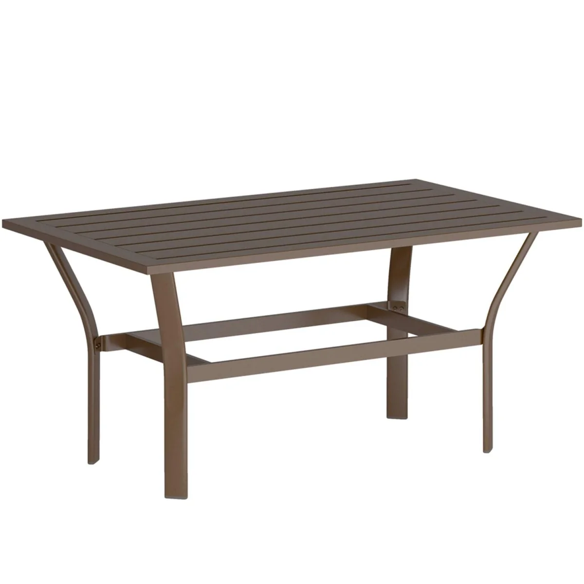 Dosu Yoba Metal and Wooden Brown Outdoor Rectangular Coffee Table with Slatted Top – image 3