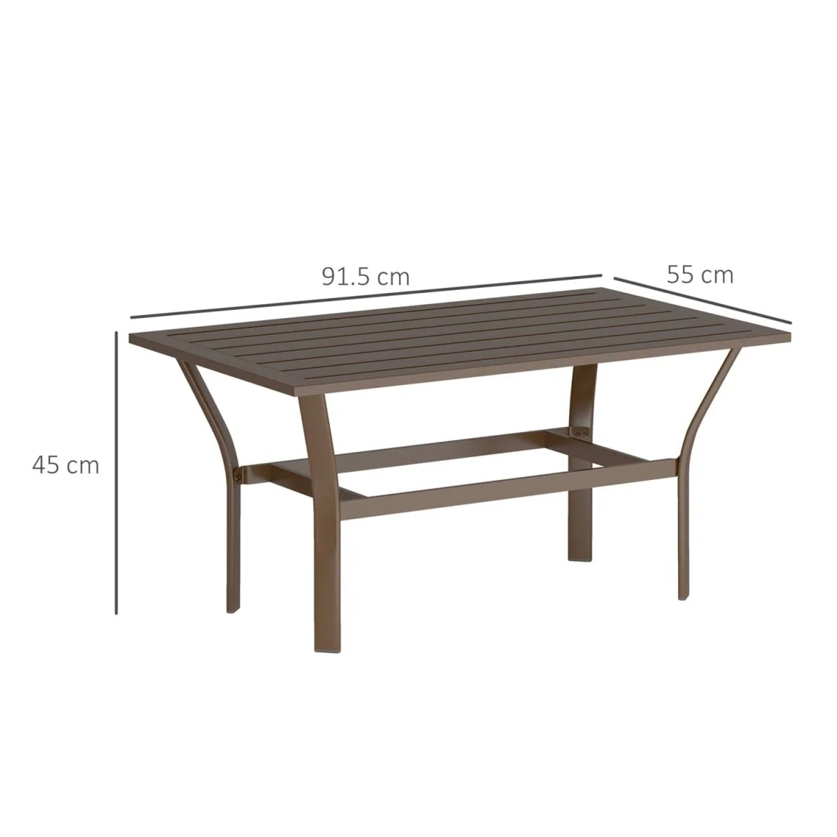 Dosu Yoba Metal and Wooden Brown Outdoor Rectangular Coffee Table with Slatted Top – image 5