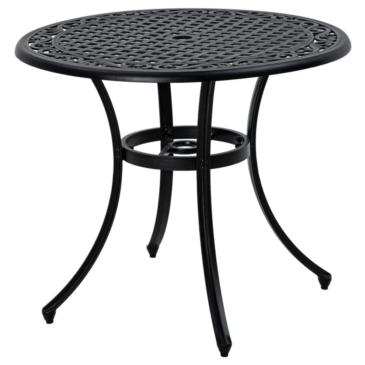 Tanodo 4-Seater 90cm Round Aluminium Garden Table with Parasol Hole – image 3