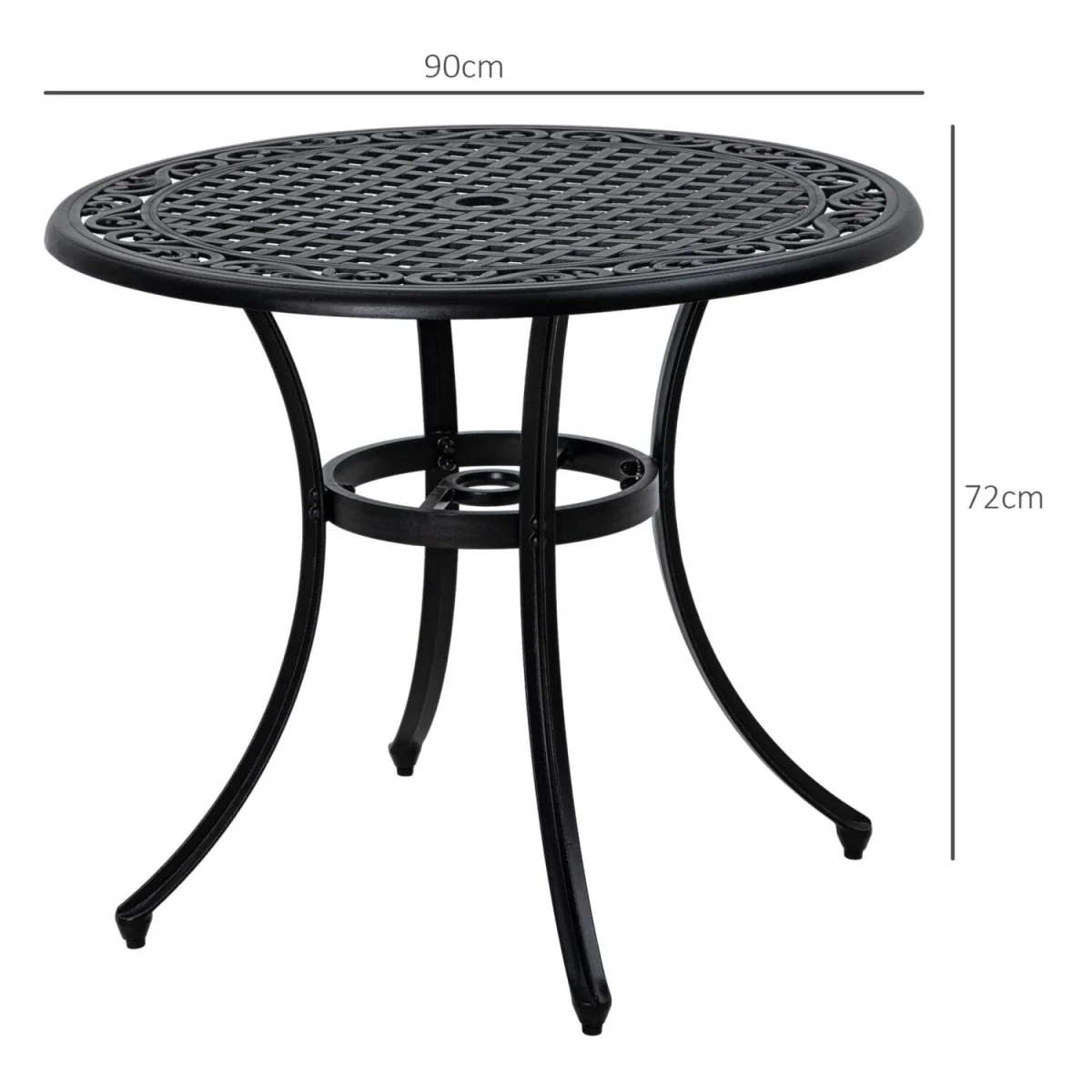 Tanodo 4-Seater 90cm Round Aluminium Garden Table with Parasol Hole – image 5