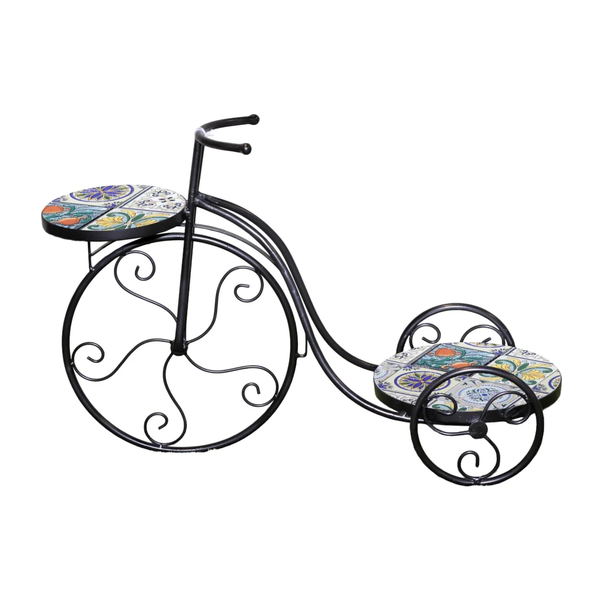 Lisbon Mosaic Tricycle Plant Stand - Multi Color frame with mosaic tile seat – image 1