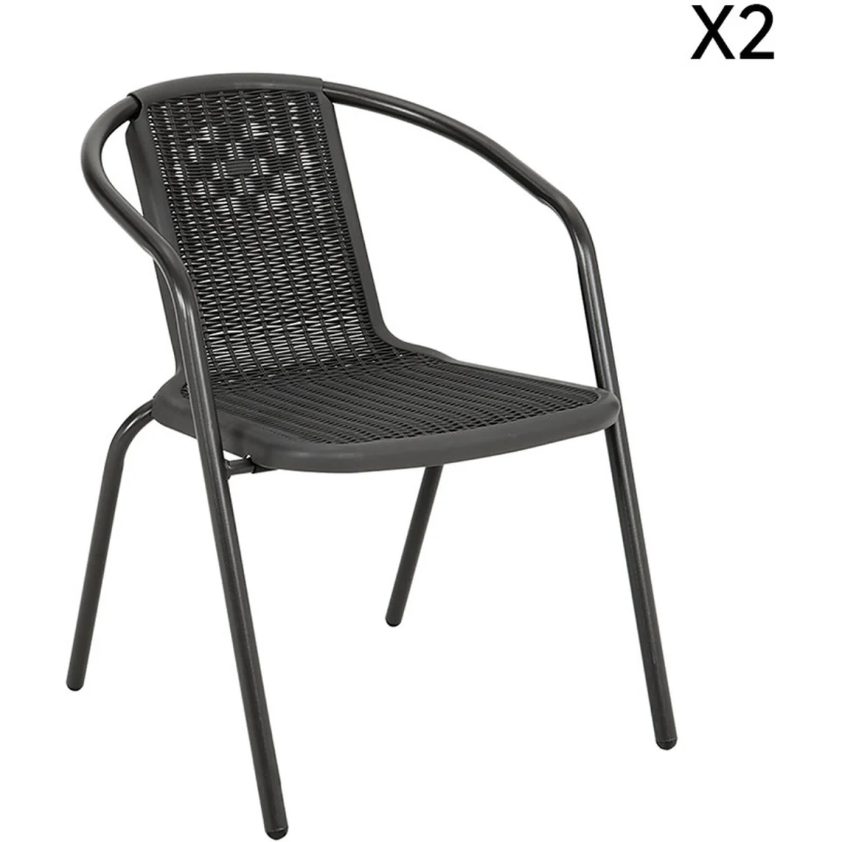 Breeins Outdoor Tempered Glass Garden Table Set with 2 Rattan Chairs - Black – image 4