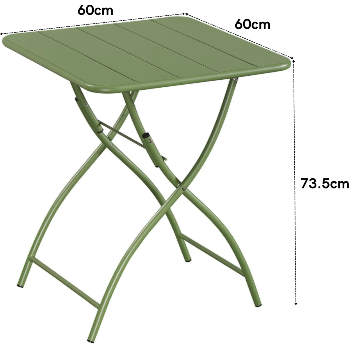 Square Metal Garden Bistro Folding Table - Moss Green – image 5