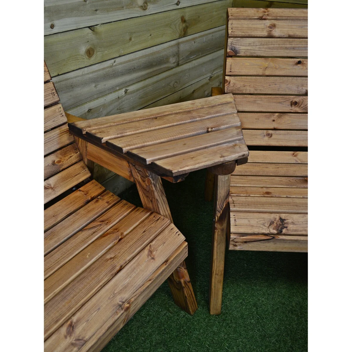 4 Seater Chunky Wooden Garden Furniture Set with Coffee Table - Brown – image 11
