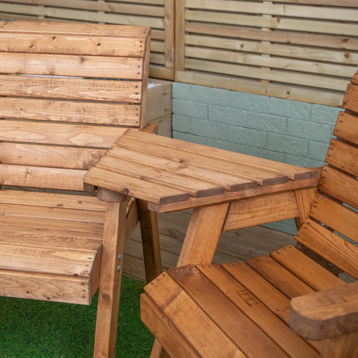 4 Seater Chunky Wooden Garden Furniture Set with Coffee Table - Brown – image 5