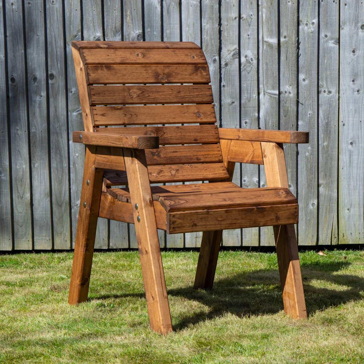4 Seater Chunky Wooden Garden Furniture Set with Coffee Table - Brown – image 7