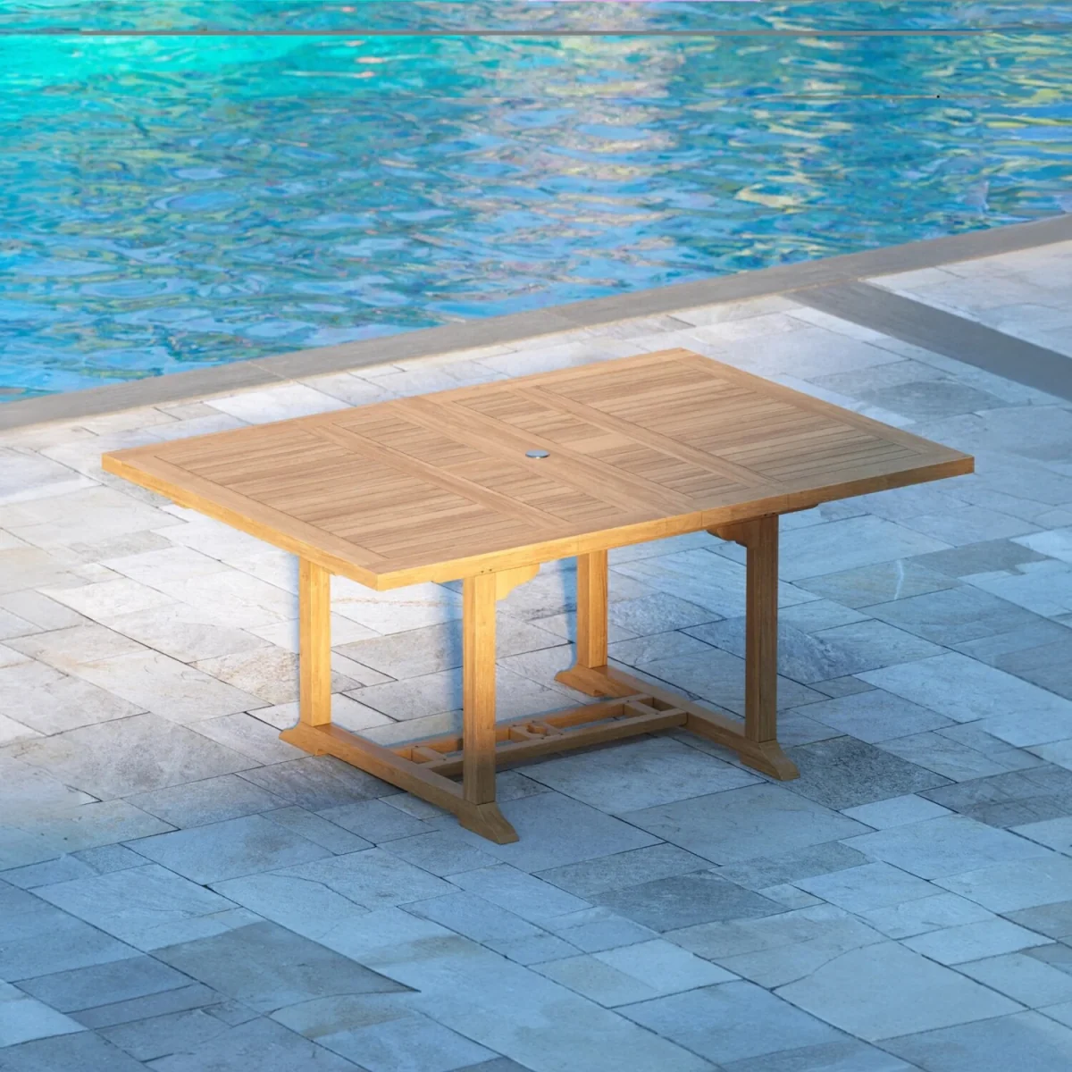 Extending Garden Dining Table - (L) 120 - 170cm - Natural Teak – image 2
