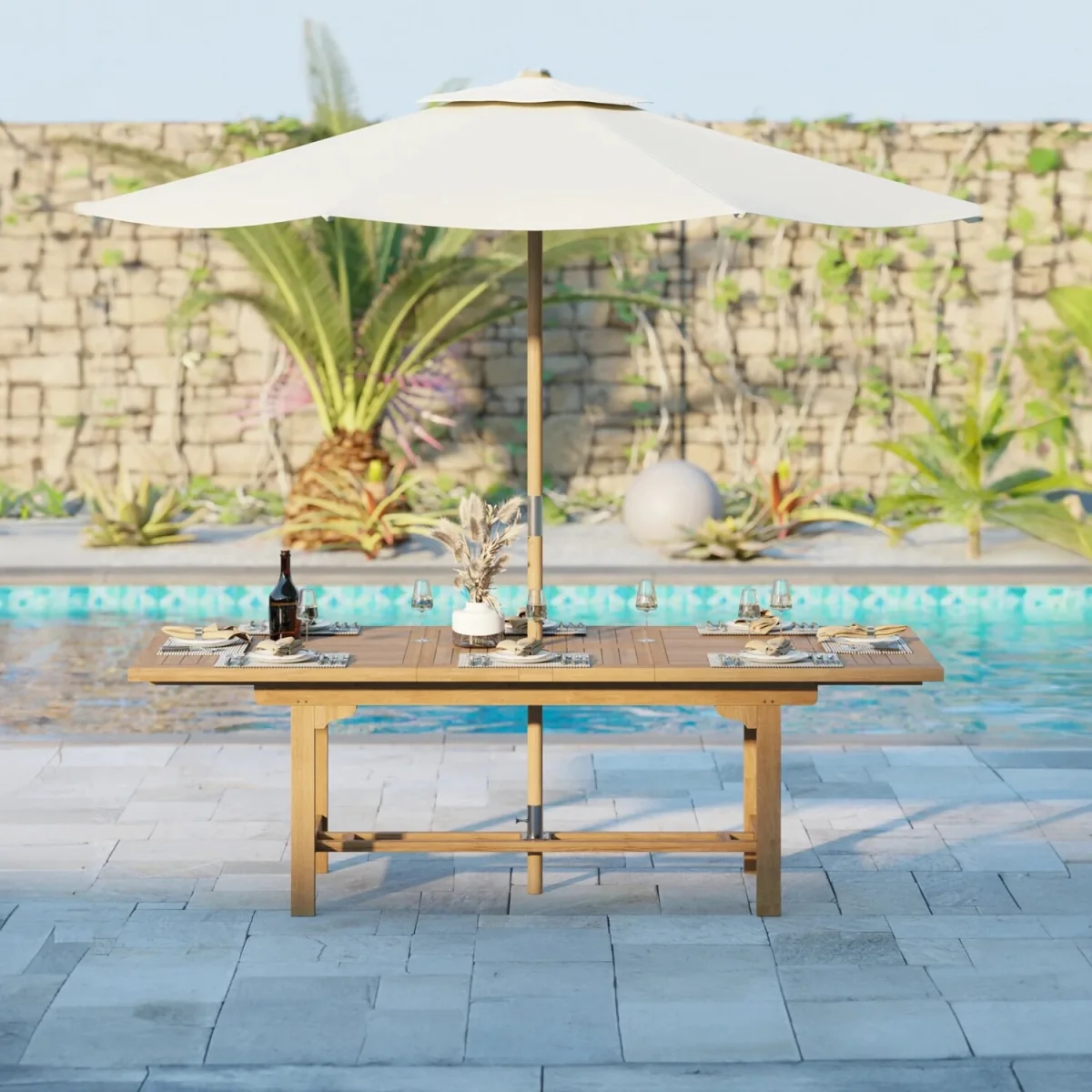 Extending Garden Dining Table - L 180 - 240cm - Natural Teak – image 1