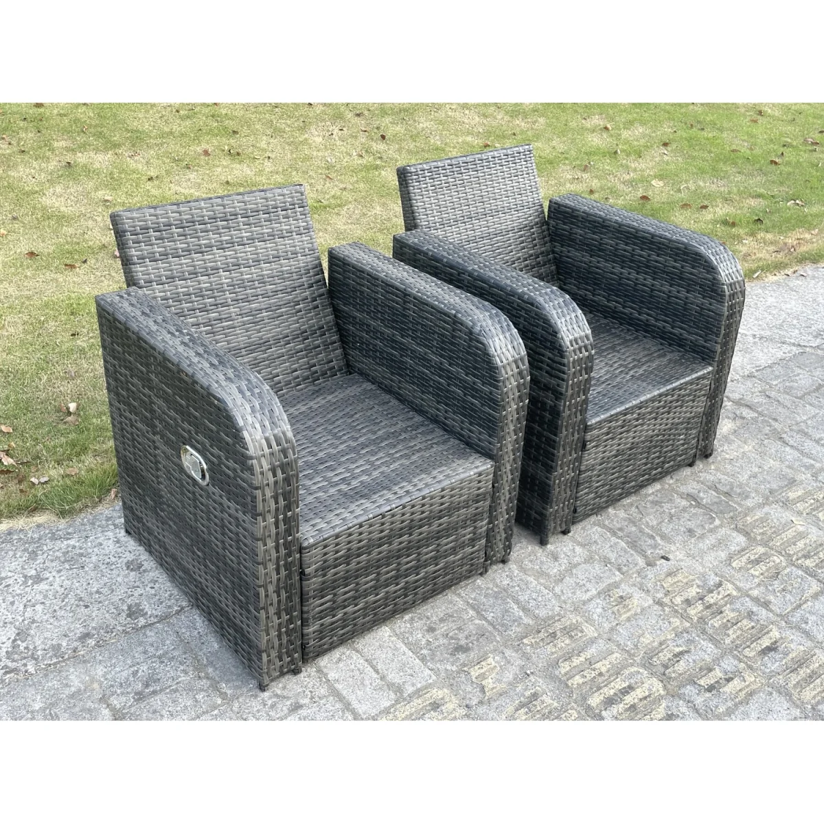 PE Rattan Garden Furniture Set Oblong Coffee Table - Dark Grey Mixed – image 3