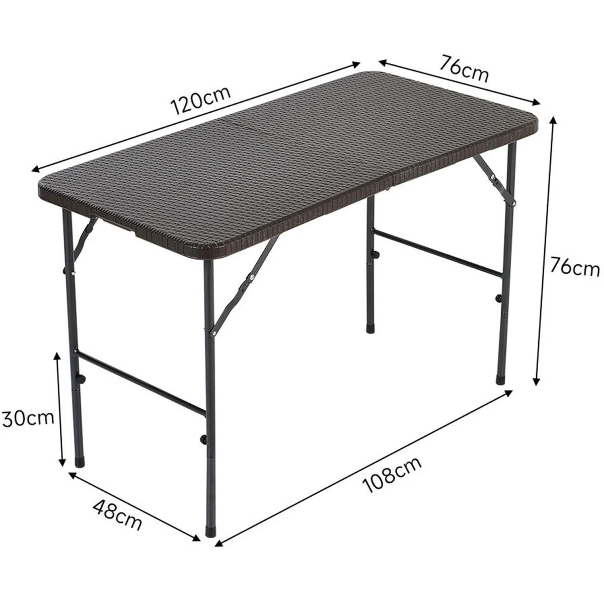 Foldable Beer Dining Table Garden Camping Rattan Effect - Black / 60cm – image 13