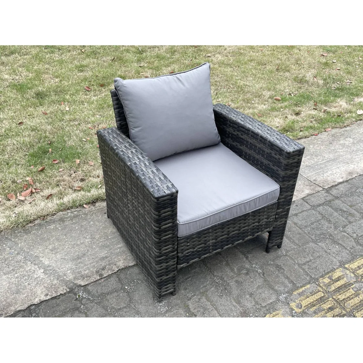 Rattan Outdoor Furniture Adjustable Rising Lifting Dining Table - Dark Grey Mixed – image 5