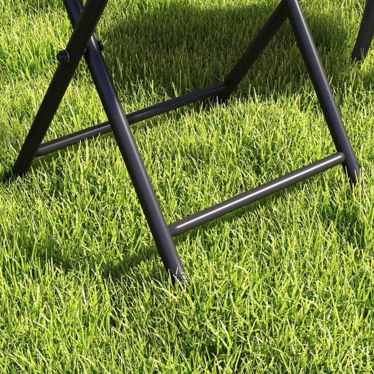 Doco 68cm Rattan Grey Folding Round Outdoor Coffee Table With Ripple Effect Glass Top – image 2