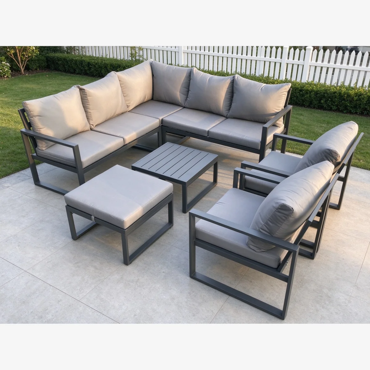 8-Seater Aluminium Outdoor Garden Lounge Set Coffee Table Stool