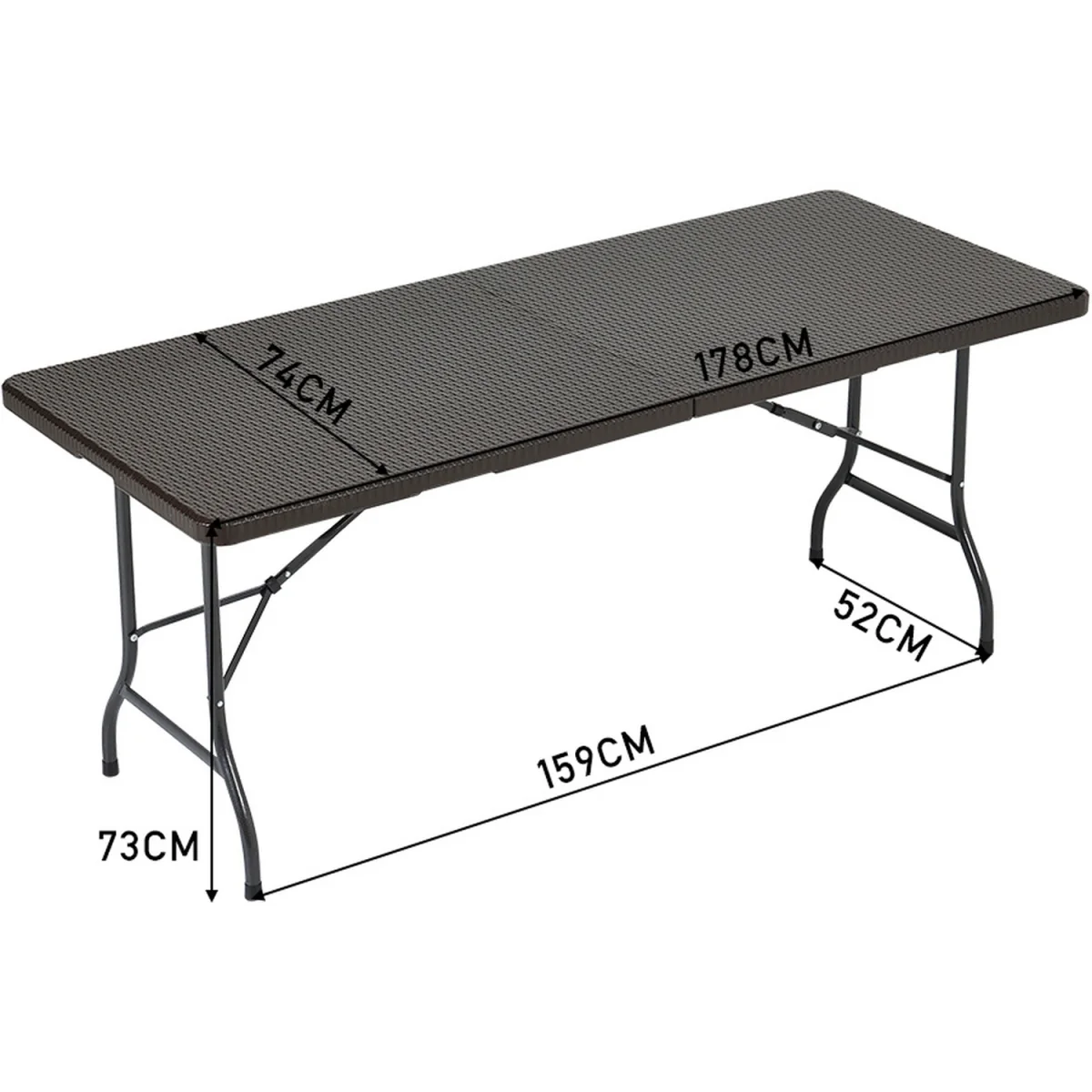 Foldable Beer Dining Table Garden Camping Rattan Effect - Brown / 75cm – image 3