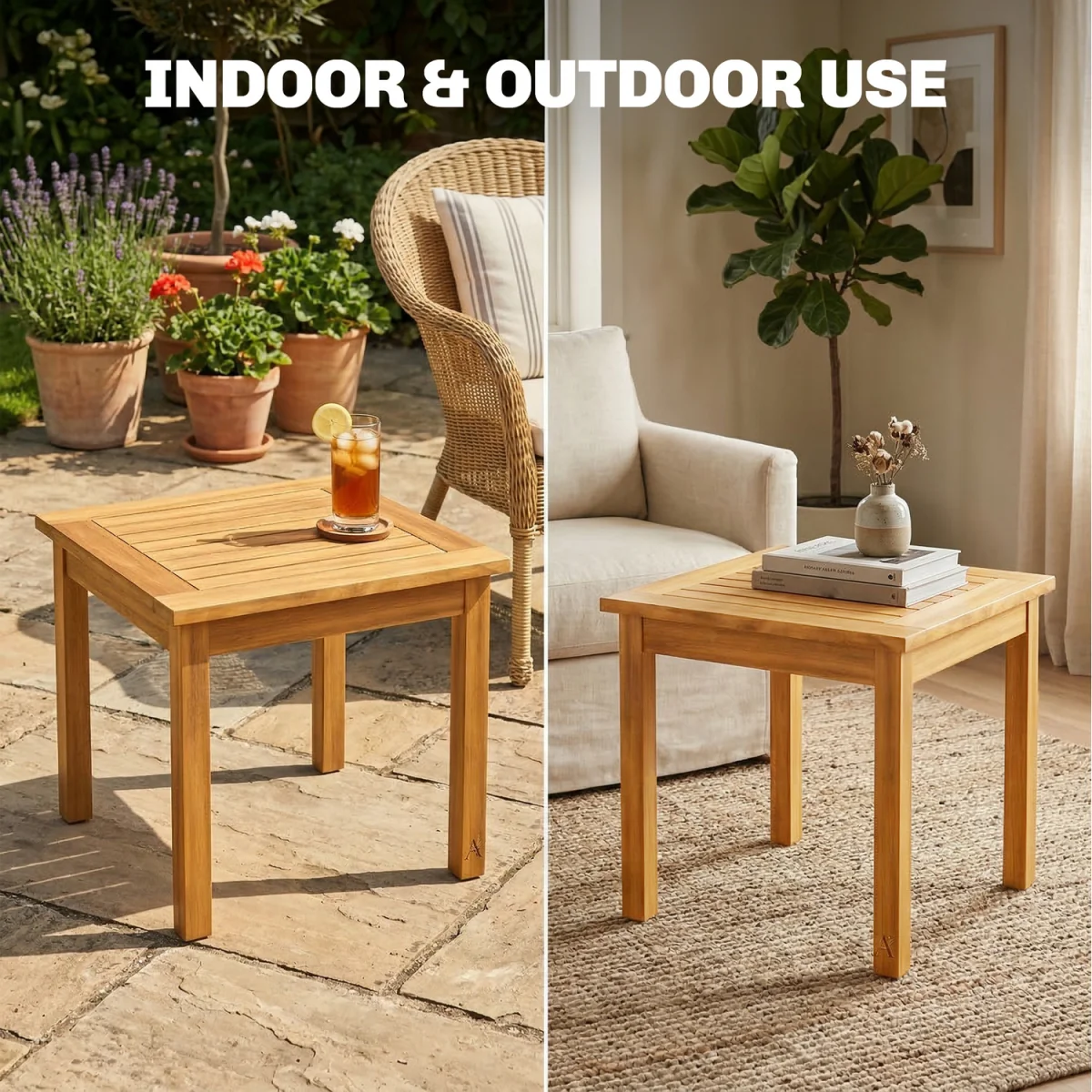 Outsunny Coffee Table Fully Assembled Indoor Outdoor - Natural – image 2