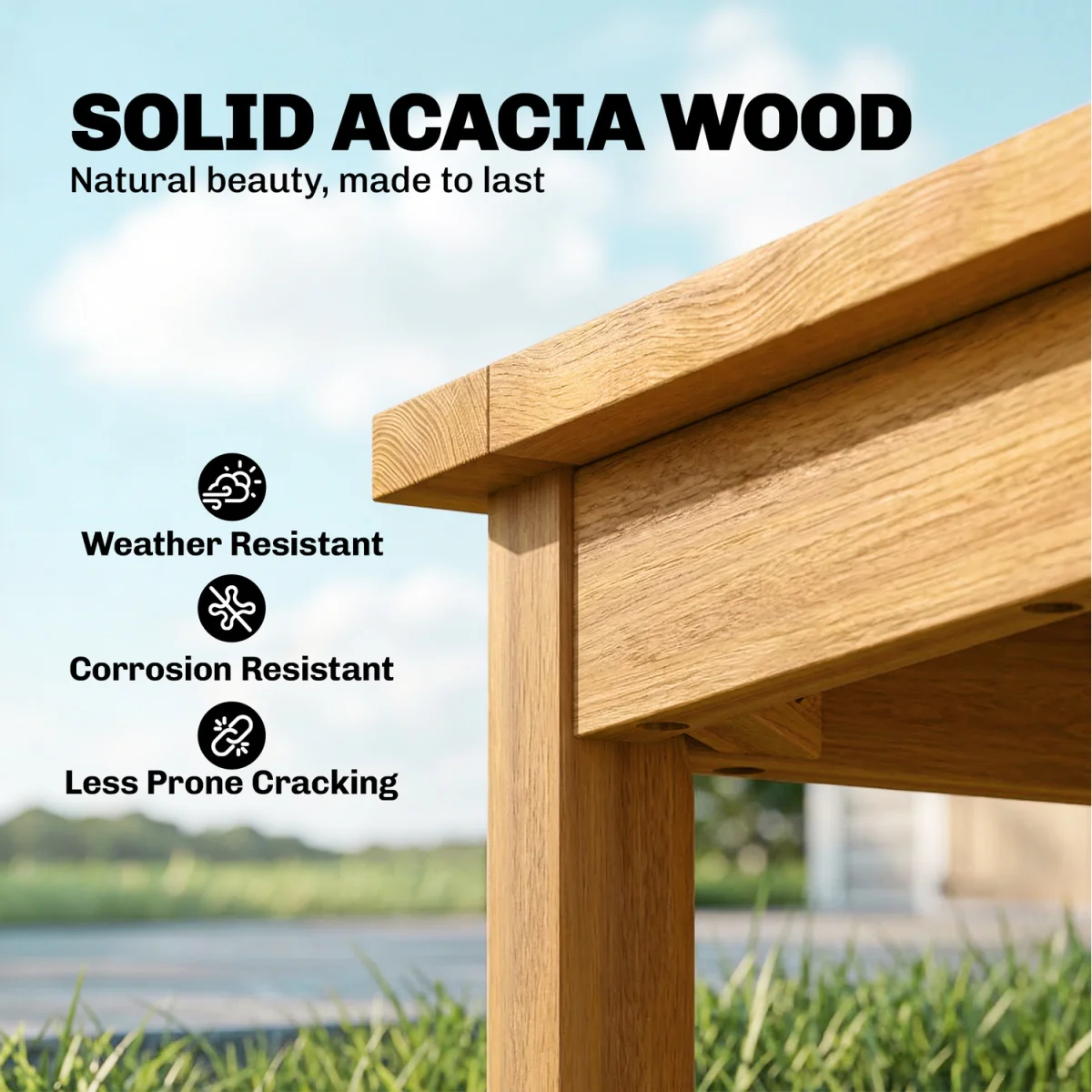 Outsunny Coffee Table Fully Assembled Indoor Outdoor - Natural – image 5