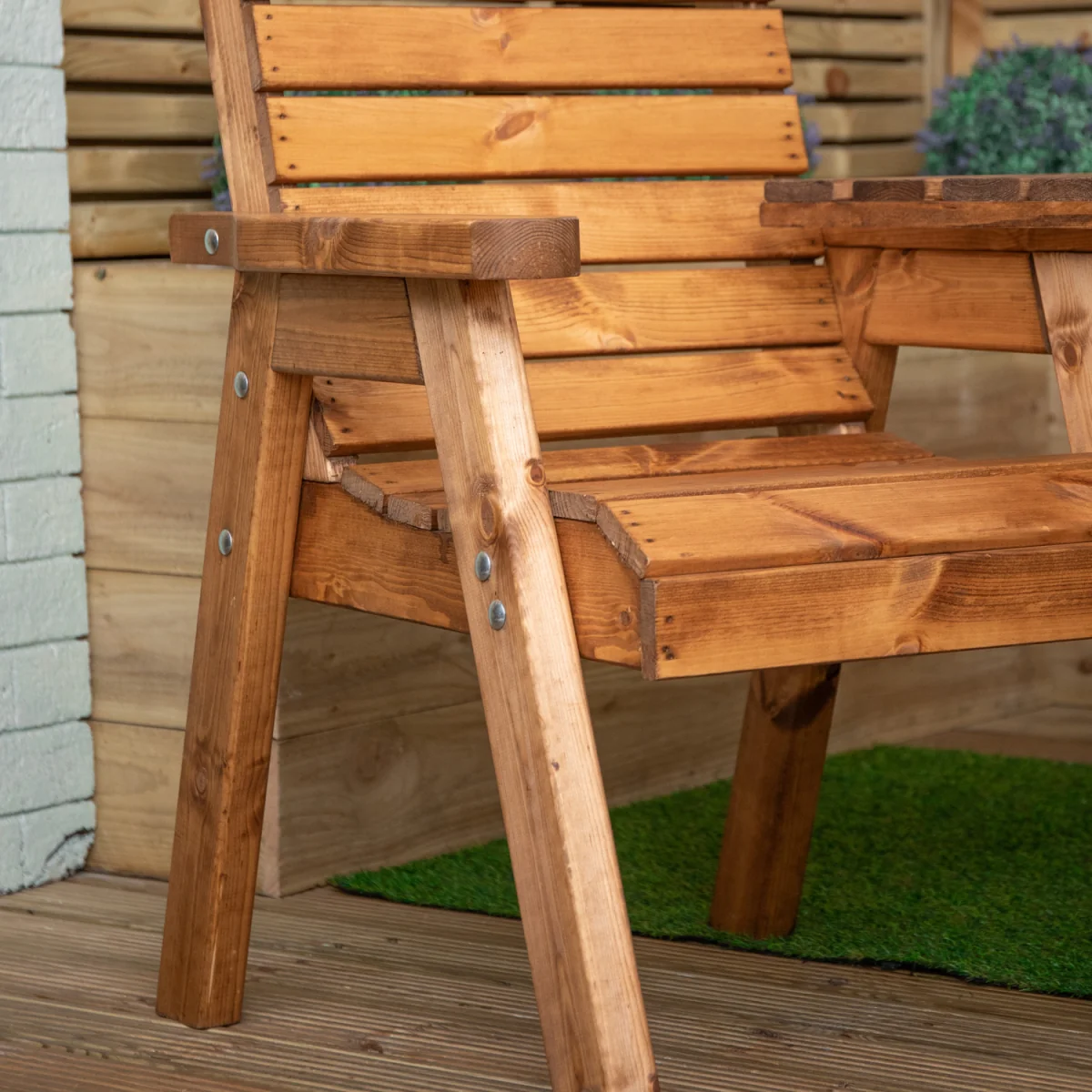 5 Seater Chunky Wooden Garden Furniture Set with Coffee Table - Brown – image 2