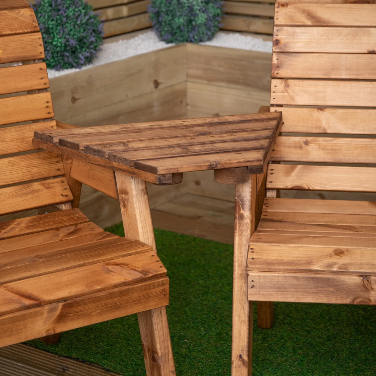 5 Seater Chunky Wooden Garden Furniture Set with Coffee Table - Brown – image 3