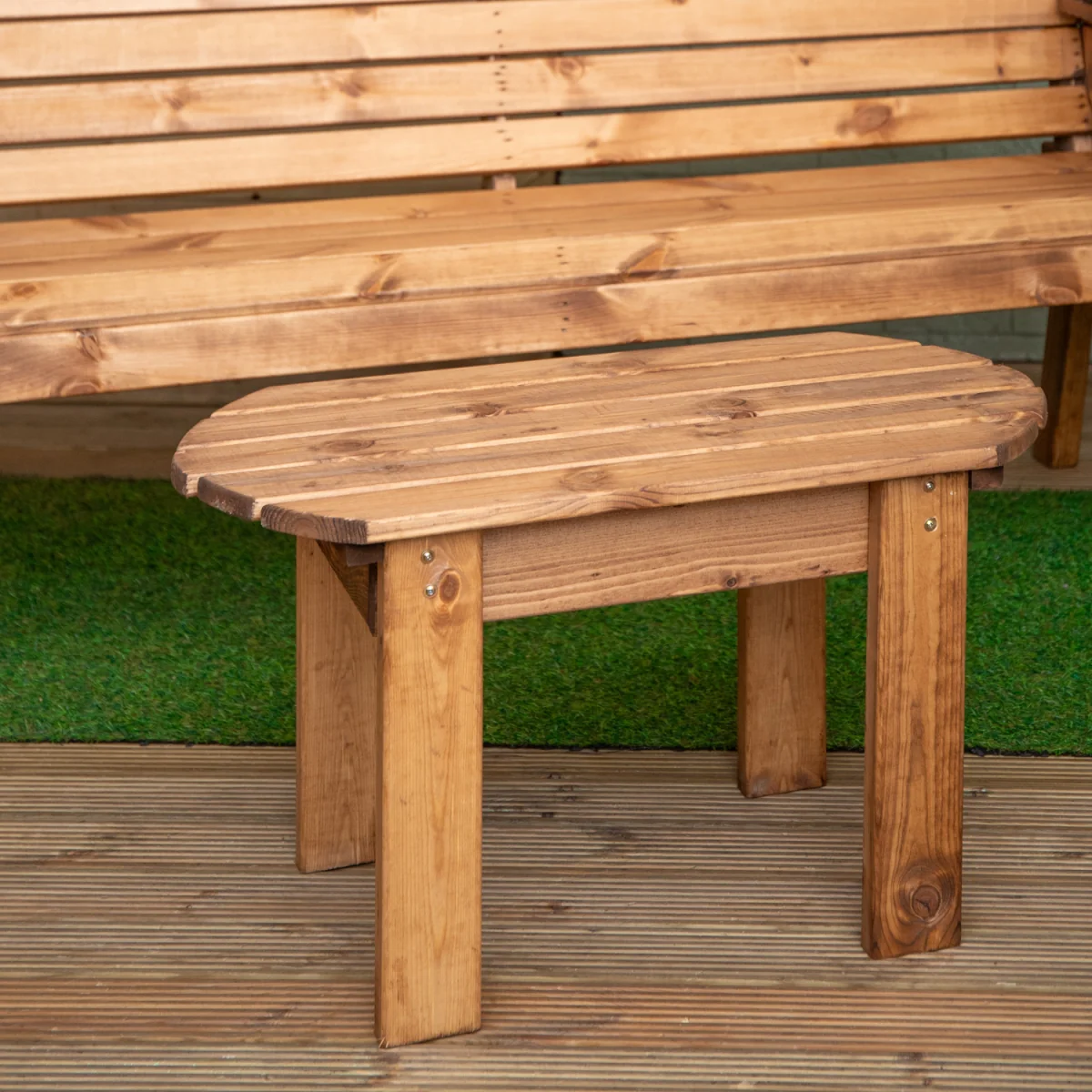 5 Seater Chunky Wooden Garden Furniture Set with Coffee Table - Brown – image 6
