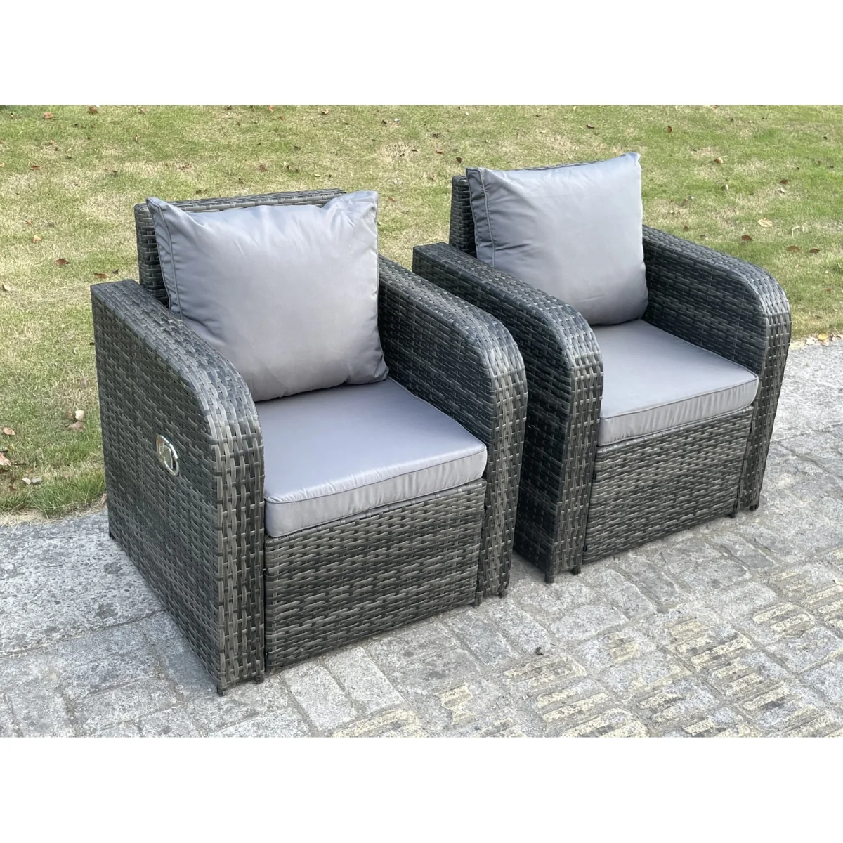 PE Rattan Garden Furniture Sets Oblong Coffee Table - Dark Grey Mixed – image 2