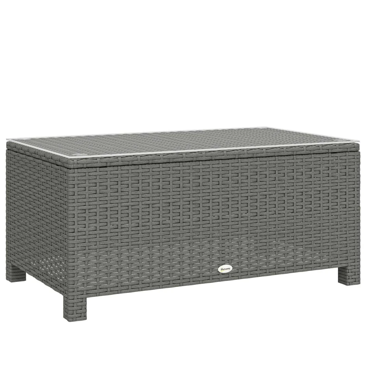 Viluno Pafi Rattan Light Grey Outdoor Coffee Table With Glass Top – image 3