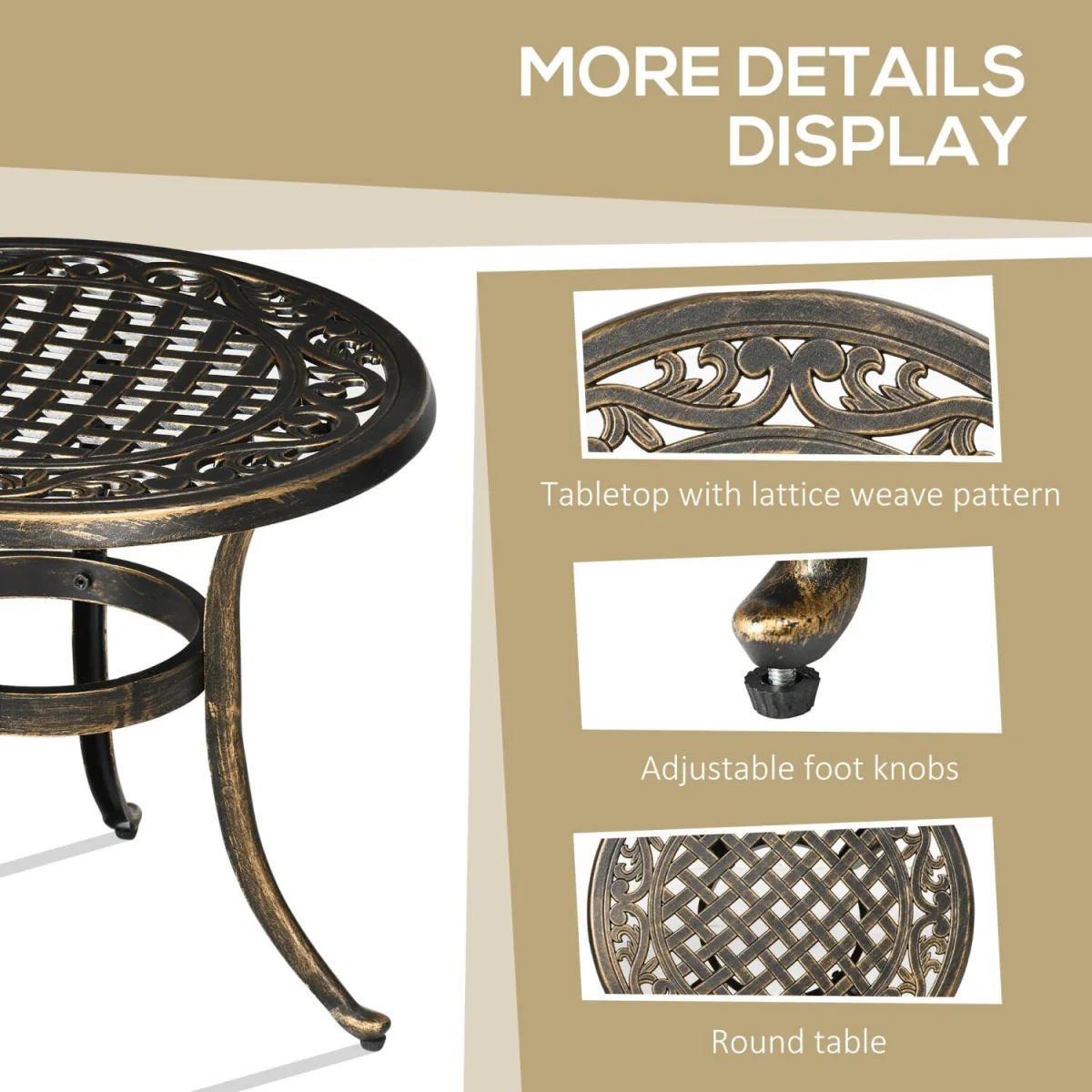 Sani Cast Aluminium Bronze Outdoor Side Table - Anti-Slip Feet – image 6