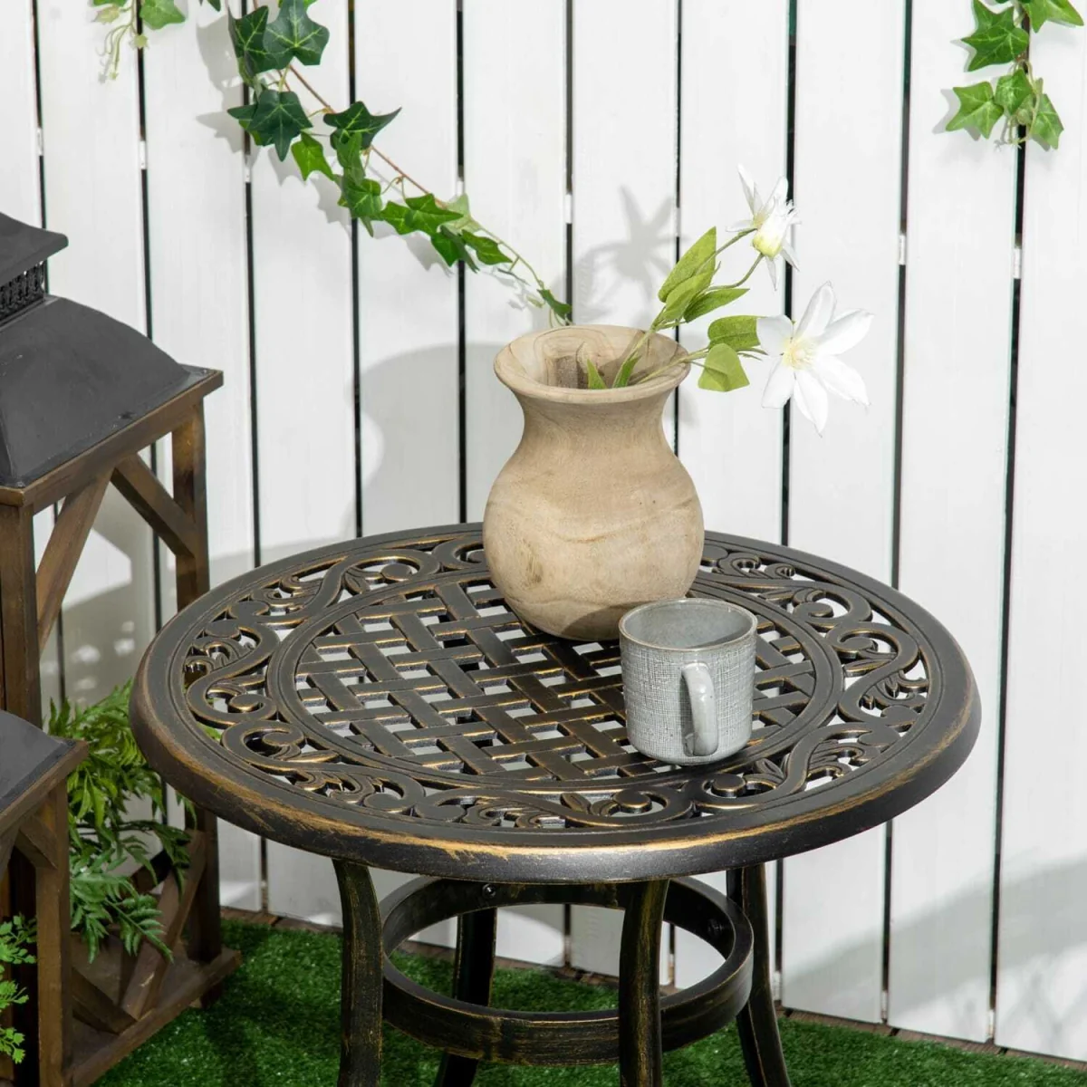 Sani Cast Aluminium Bronze Outdoor Side Table - Anti-Slip Feet – image 7