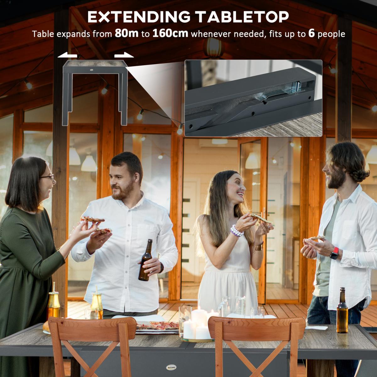 Extendable Garden Table Outdoor Dining Table - Grey – image 3