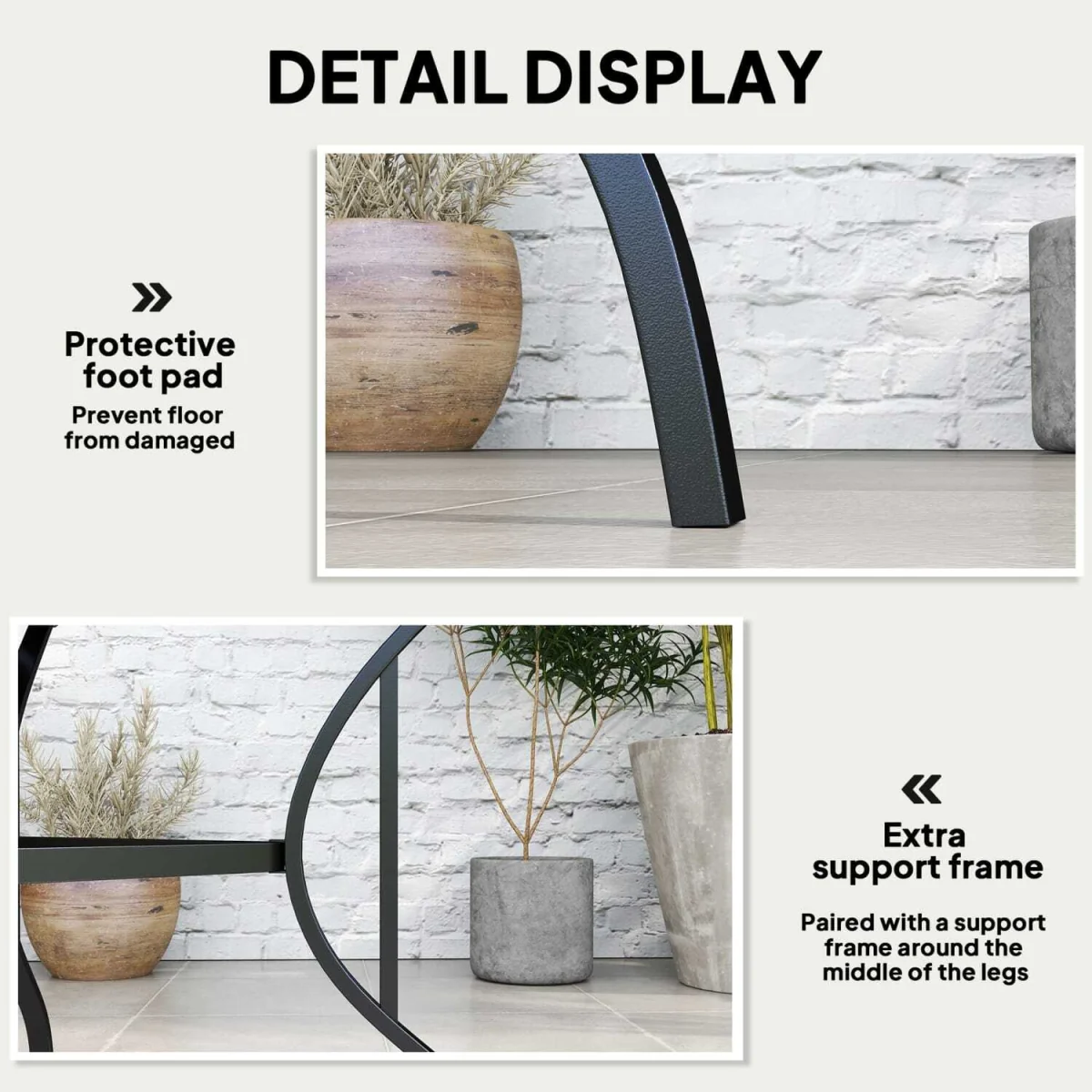 Hareni Steel Black Outdoor Garden Table - Slatted Top with Parasol Hole – image 7
