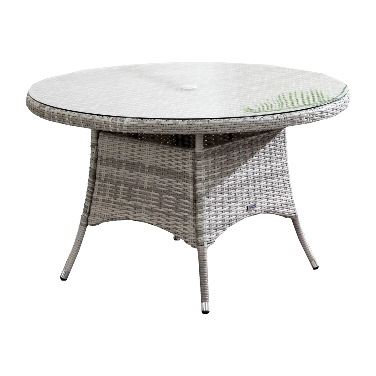 Outdoor 4¿Person Rattan Round Dining Table, Aluminum Frame - White – image 1