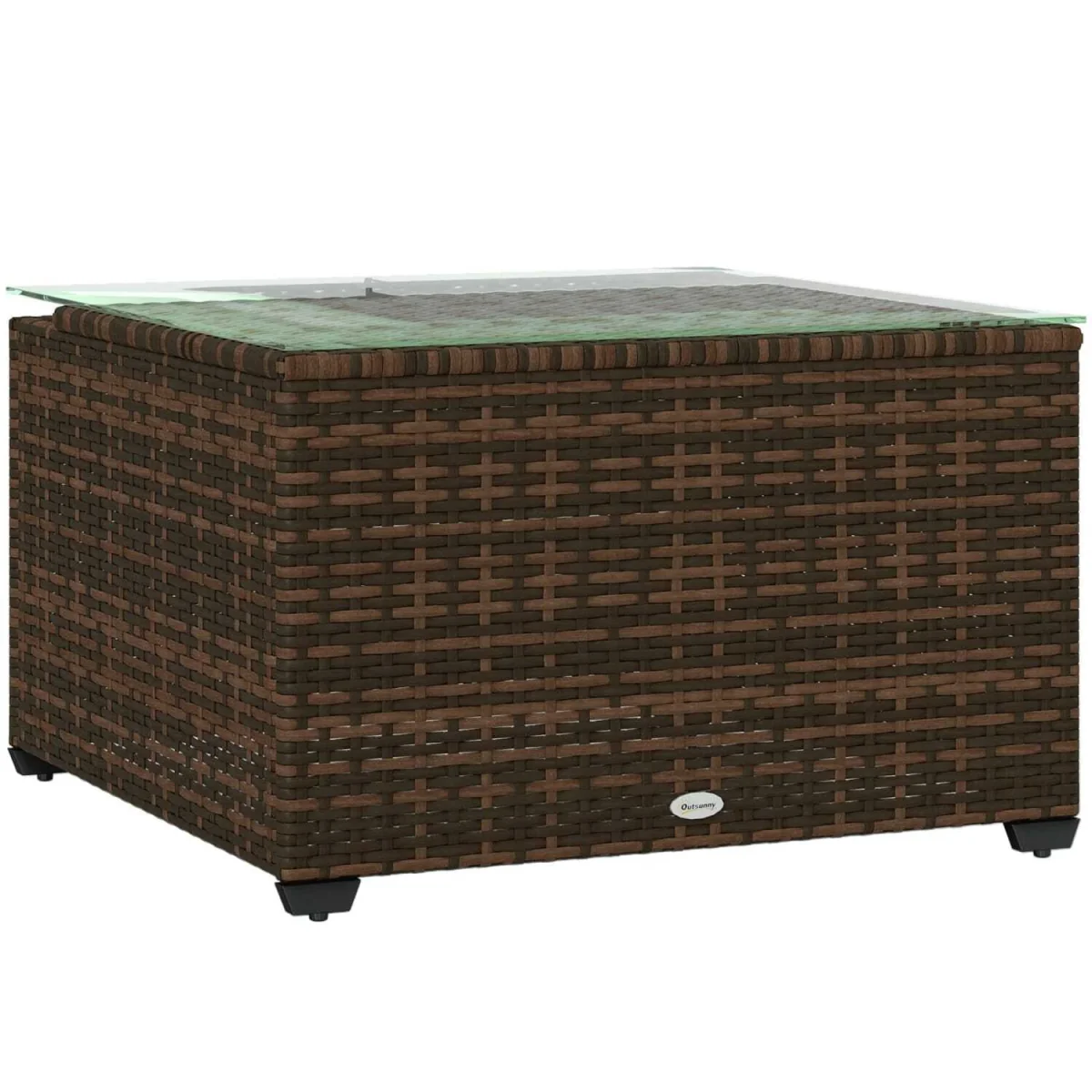 Nolone Brown Rattan Outdoor Glass Top Side Table – image 3