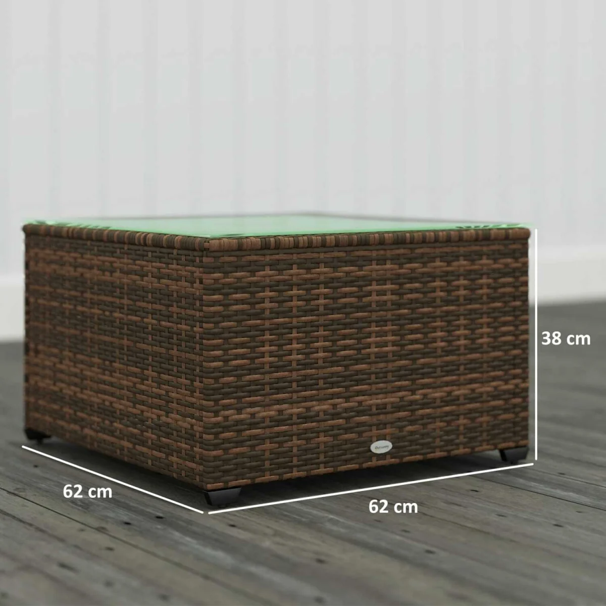 Nolone Brown Rattan Outdoor Glass Top Side Table – image 5