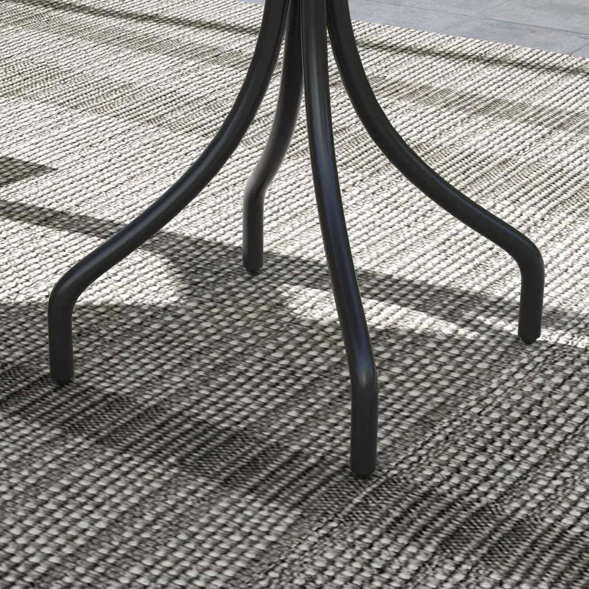 Nari 66cm Round Galvanised Steel Garden Table, Grey Wood-Grain Slatted Top – image 8