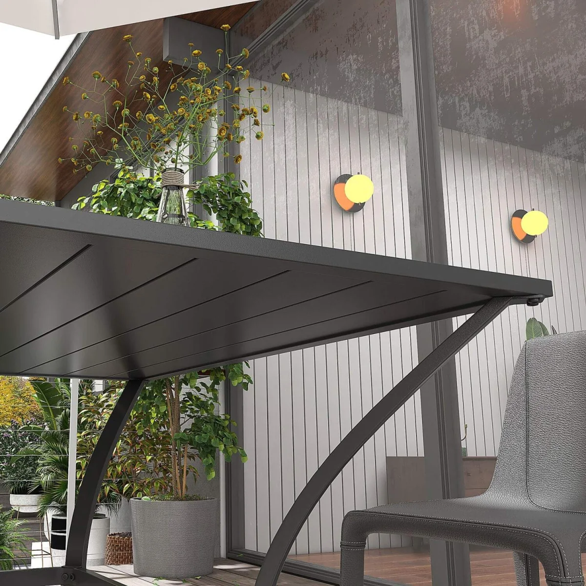 Sucodo Steel Dark Grey Square Outdoor Dining Table 94 x 94 cm – image 5