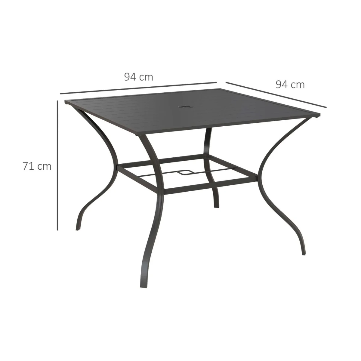 Sucodo Steel Dark Grey Square Outdoor Dining Table 94 x 94 cm – image 6