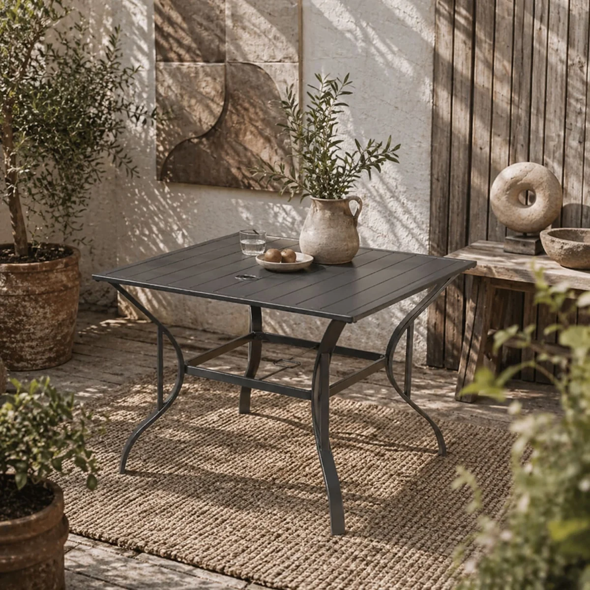 Sucodo Steel Dark Grey Square Outdoor Dining Table 94 x 94 cm – image 1