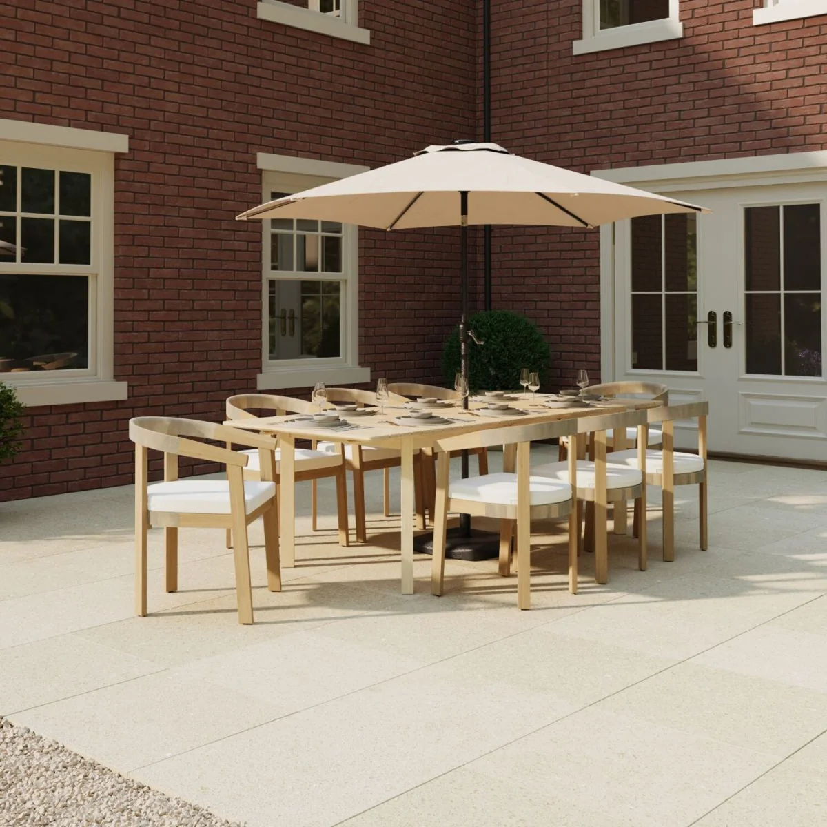 Charles Bentley Extending Dining Table Acacia Wood Garden Patio Furniture - Natural – image 2
