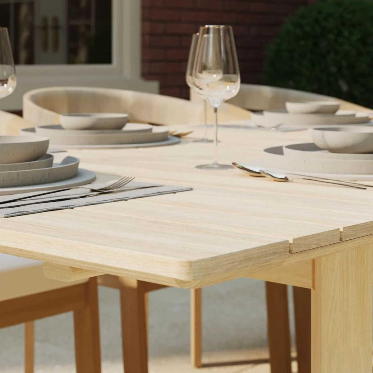 Charles Bentley Extending Dining Table Acacia Wood Garden Patio Furniture - Natural – image 3