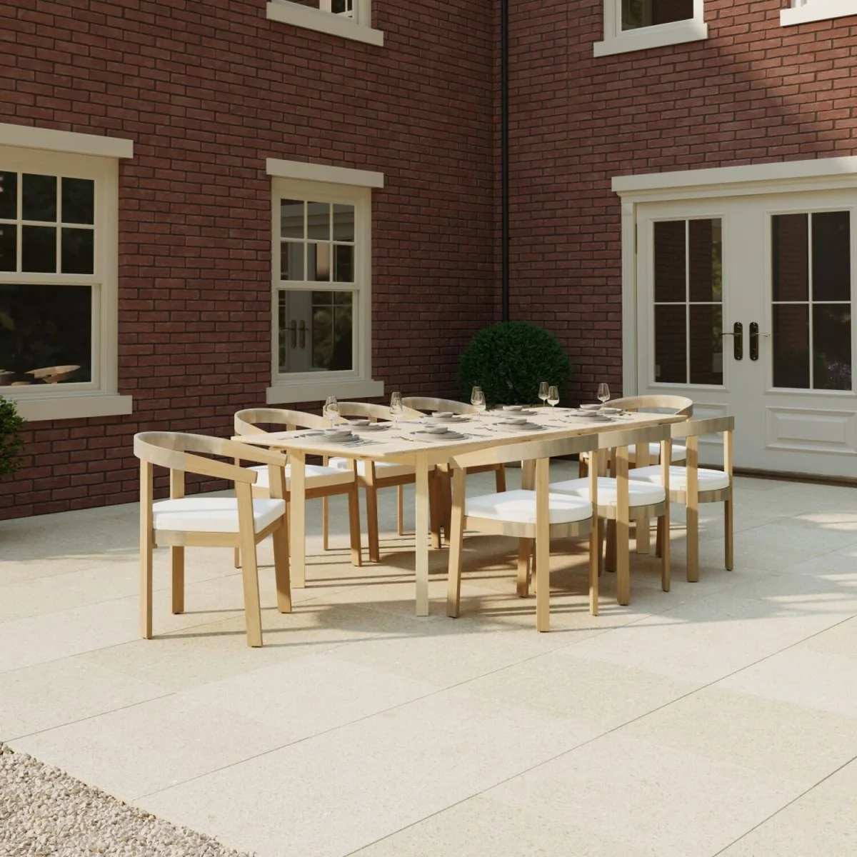 Charles Bentley Extending Dining Table Acacia Wood Garden Patio Furniture - Natural – image 10