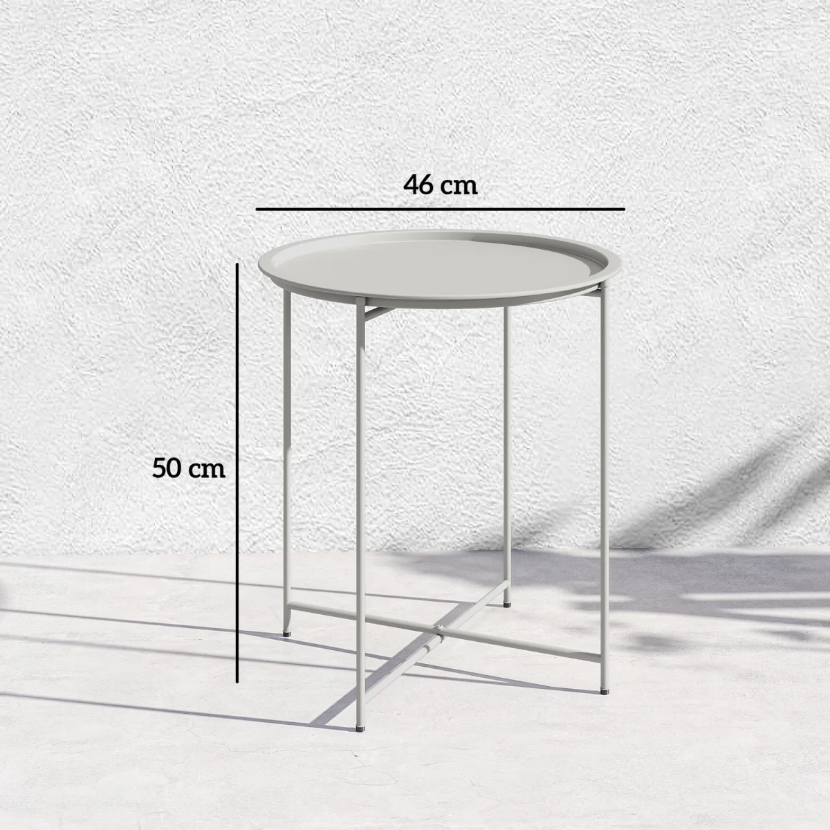 Outsunny 46cm Round Garden Table Side Table with Removable Tray - White – image 5