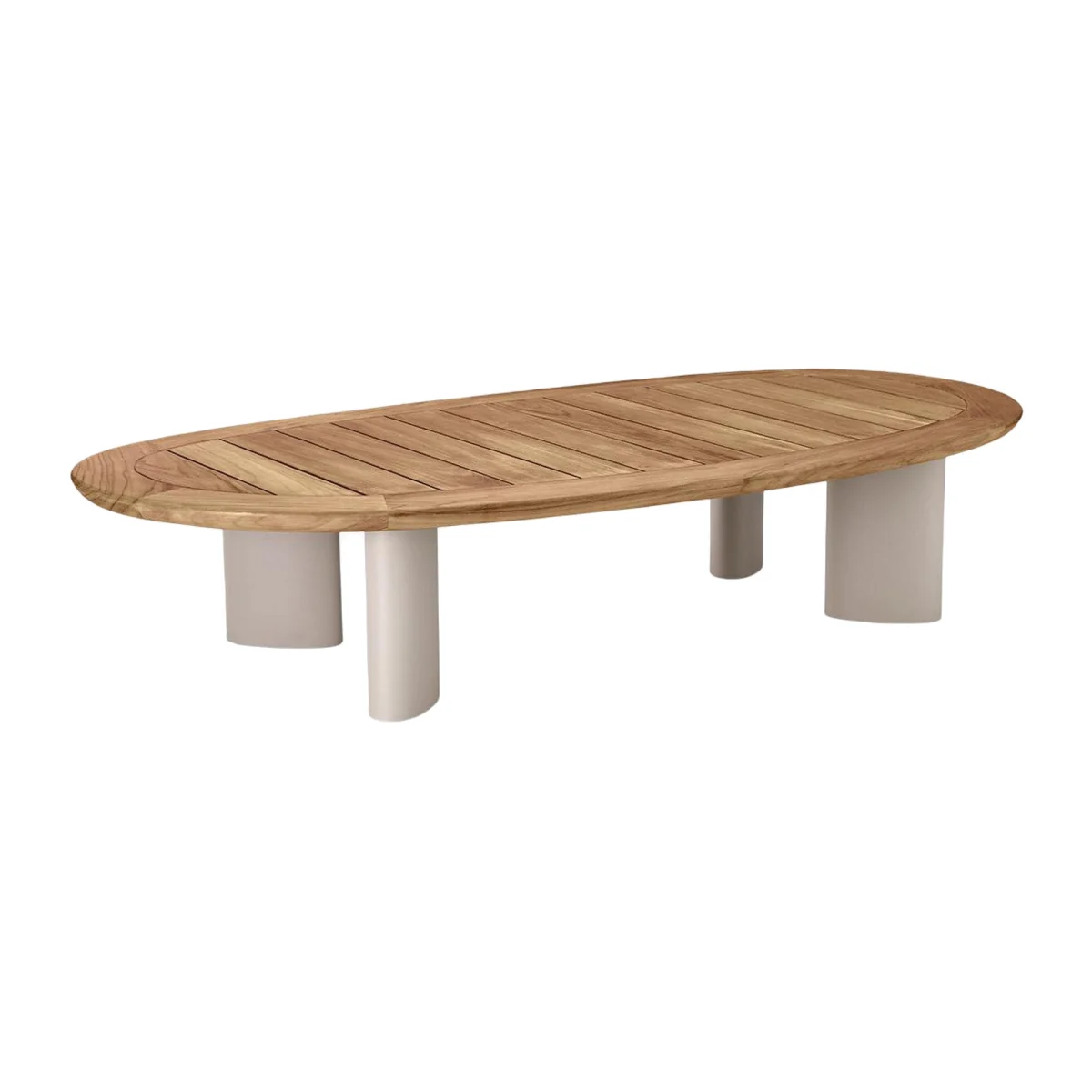 Oval Garden Coffee Table Free From with Teak Wood Top – image 1