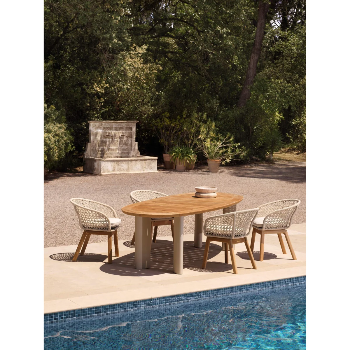 Oval Garden Dining Table Free From with Teak Wood Top, 259 x 110 cm – image 2