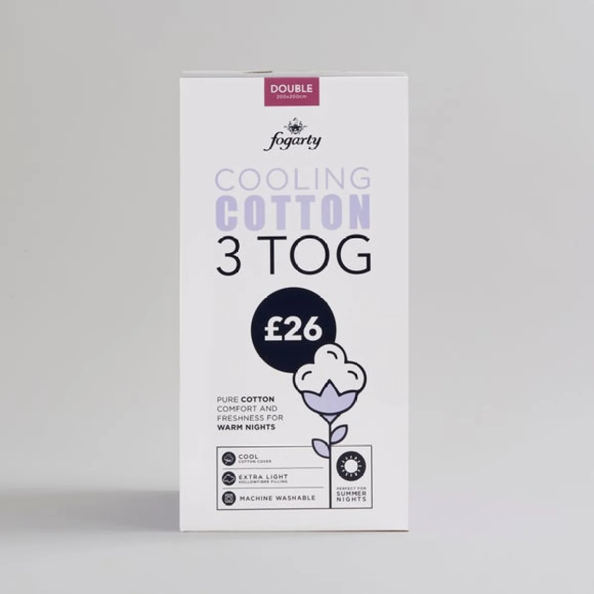 Fogarty Cool Cotton 3 Tog Duvet White – image 4