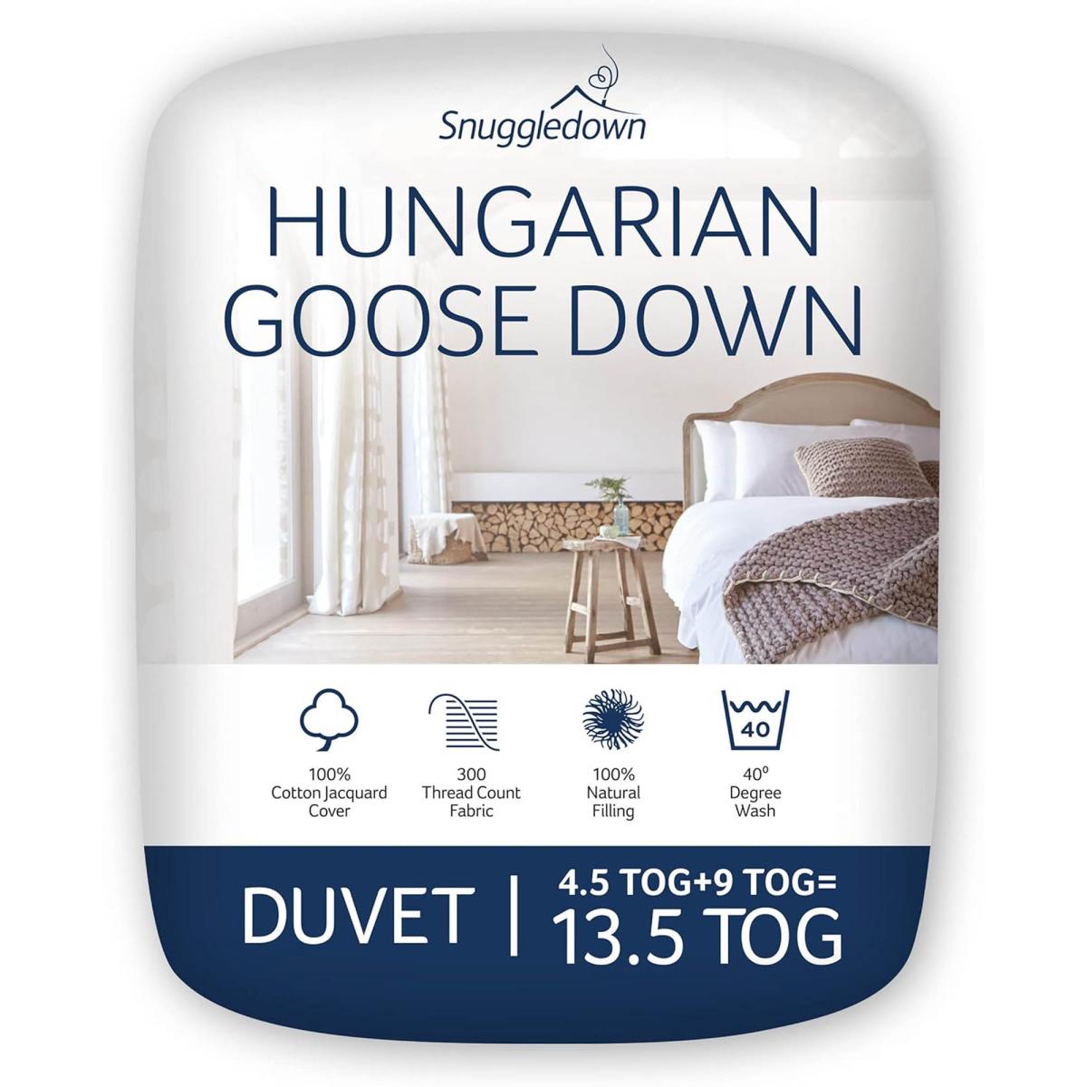Snuggledown Retreat Hungarian Goose Down Duo 4.5 + 9 Tog All Seasons Duvet White – image 2