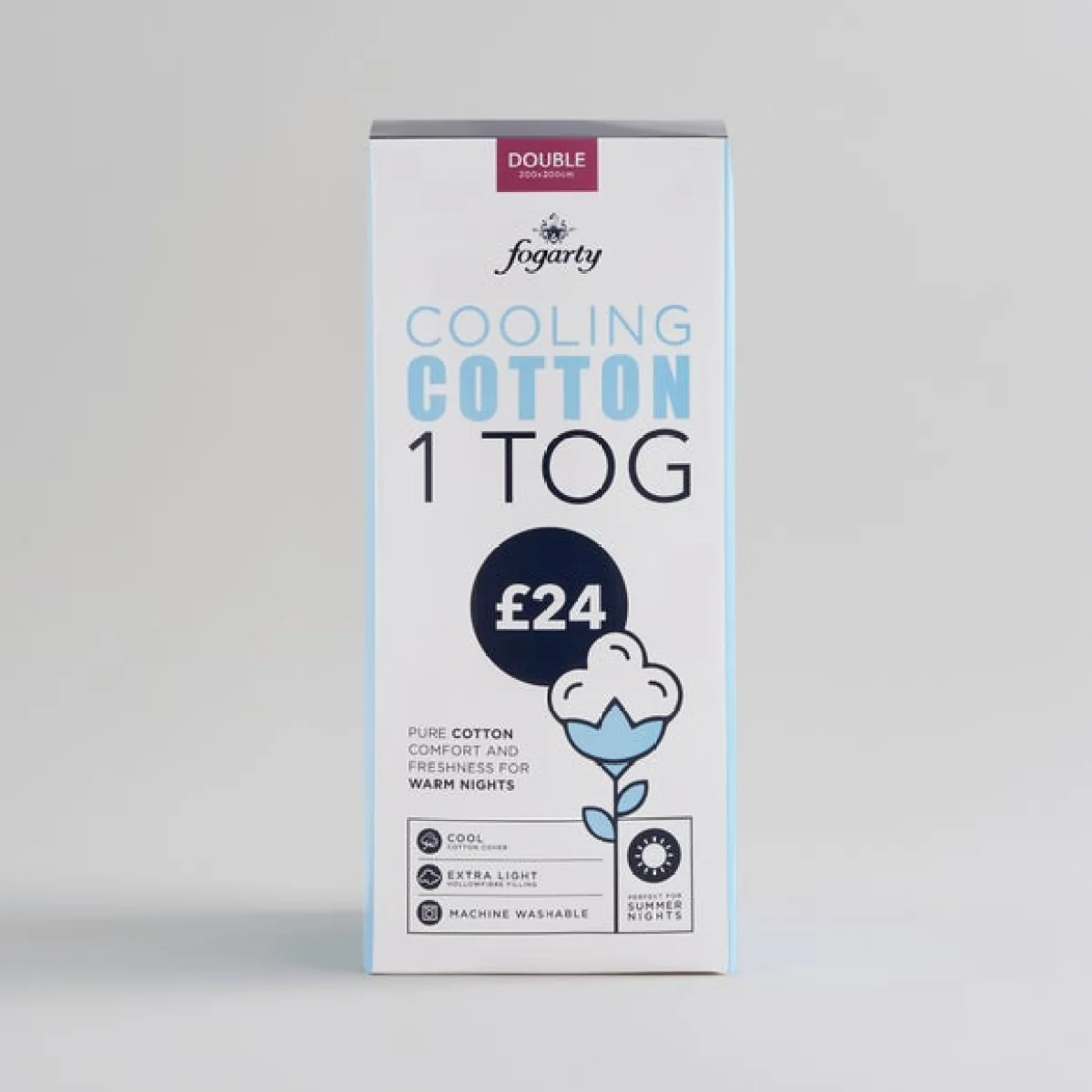 Fogarty Cool Cotton 1 Tog Duvet White – image 4